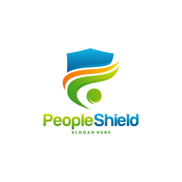 people shield icon designs konzept vektor, moderne menschen pflege-symbol-vorlage - security order bacterium biology stock-grafiken, -clipart, -cartoons und -symbole