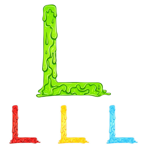 흐름이 있는 문자 l은 색상을 떨어뜨립니다. - letter l water typescript liquid stock illustrations