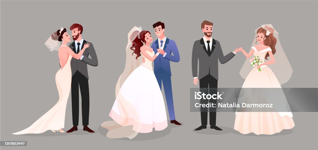 Ilustración de Conjunto De Pareja De Bodas De Matrimonio Lindo Recién  Casados Novia Y Novio y más Vectores Libres de Derechos de Boda - iStock