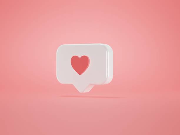 istock 3d illustration rendering social media notification love heart icon in white rounded square pin isolated on pink wall background with shadow simple and elegant . 3d illustration rendering modern and trendy 1301864727
