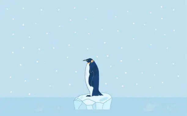 Vector illustration of A Penguin standing on Glacier