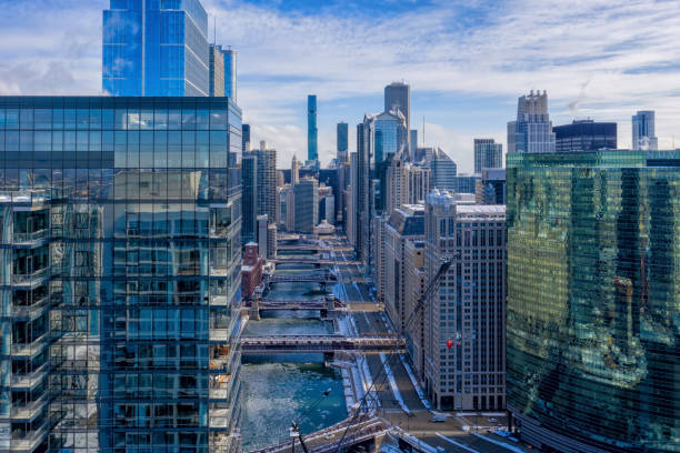 istock Chicago Riverwalk Cityscape in Winter 1301873716