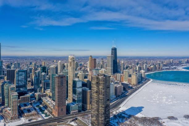 istock Chicago Skyline in Winter - Aerial View 1301873718