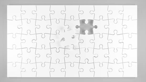 istock 3D illustration. Puzzle pieces  isolated on white background. 3D Rendering 1301885650