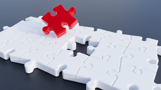 istock 3D illustration. Puzzle pieces.  Red jigsaw piece. 3D Rendering 1301885688