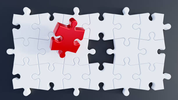 istock 3D illustration. Puzzle pieces.  Red jigsaw piece. 3D Rendering 1301885692
