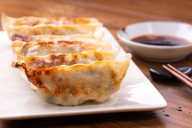 Grilled dumplings stock photo