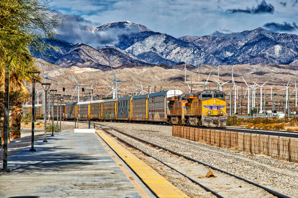 Boise train depot with moving train engine