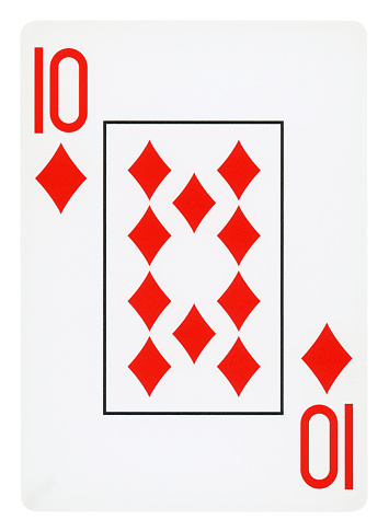 Ten Of Diamonds playing card - Isolated (clipping path included)