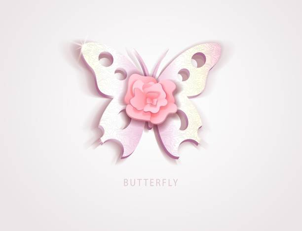 istock Butterfly icon with pink rose flower. Vector illustration for design cards, greeting postcard, flyer, banner. Gentle pastel colors. All objects are isolated 1301891311
