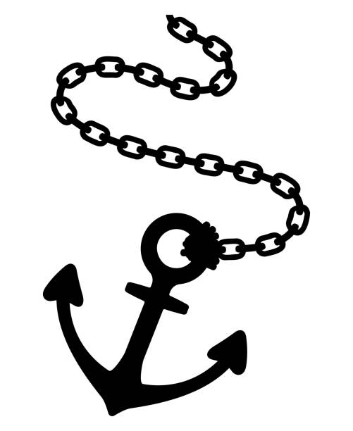 ilustraciones, imágenes clip art, dibujos animados e iconos de stock de una ilustración vectorial aislada de cadena de anclaje. - anchor