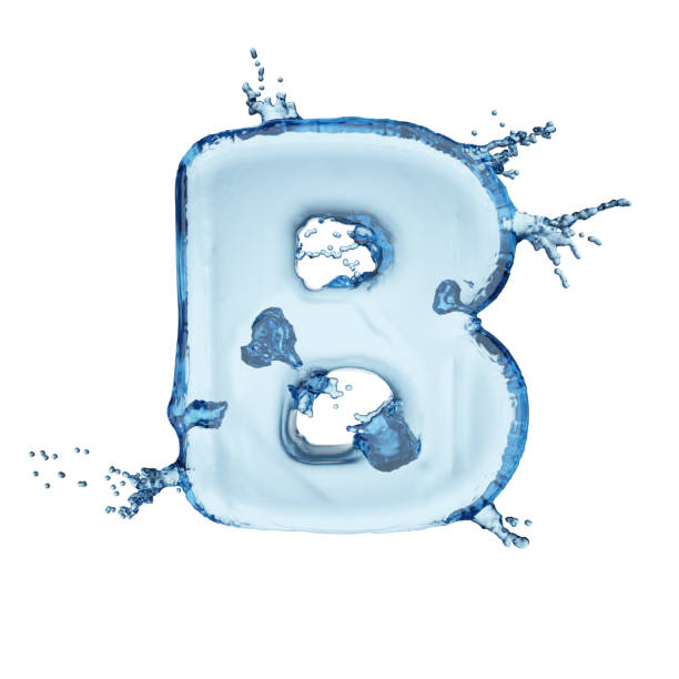 istock Letter B water splash alphabet isolated on white. 3D rendering illustration. 1301906180