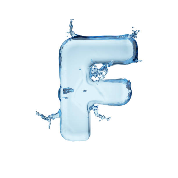 istock Letter F water splash alphabet isolated on white. 3D rendering illustration. 1301906286