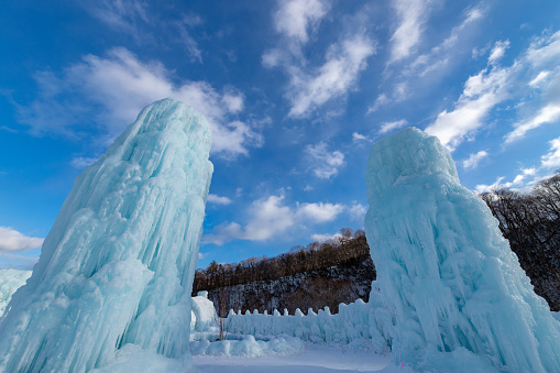 It is the ice pillars festival in winter in Lake Shikotsu.