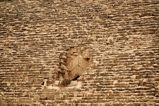 The monumental entrance of Khufu/Cheops pyramid in Giza, Cairo