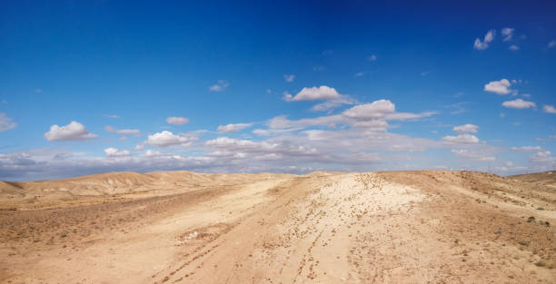 istock Panorama of the Negev desert from a clouds 1301910619