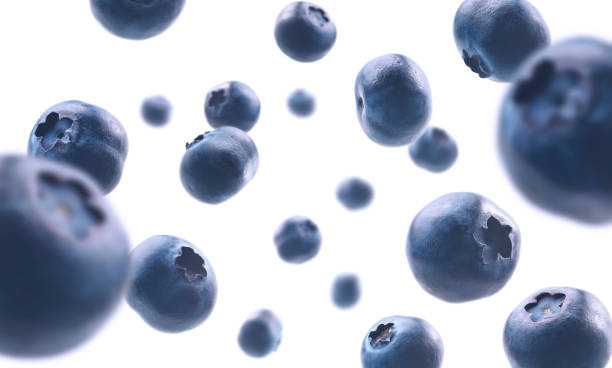 istock Ripe blueberries levitate on a white background 1301911798