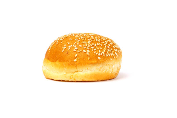 istock Burger buns with sesame seeds, ingredients for hamburger, isolated on white 1301912588
