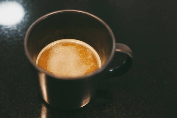 istock Make Coffee in black cup at home use hot water in pot 1301912819