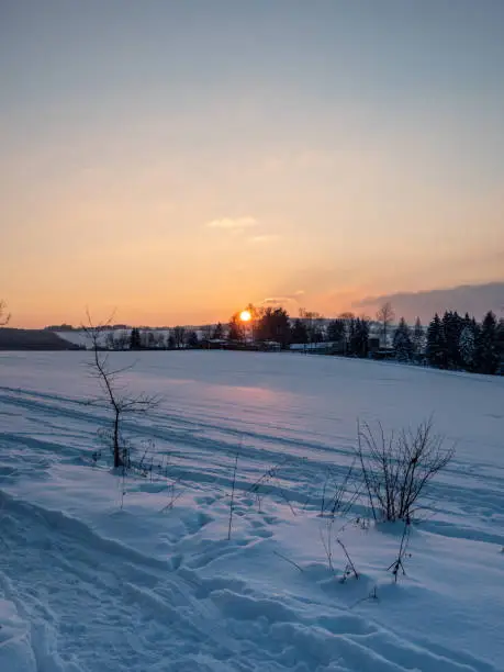 Winter landscape in the snowy Vogtland