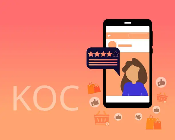 Vector illustration of Key opinion customer or KOC for micro-influencer in marketing vector