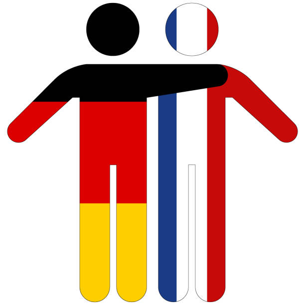 illustrazioni stock, clip art, cartoni animati e icone di tendenza di germania - francia / concetto di amicizia su sfondo bianco - france germany flag white background