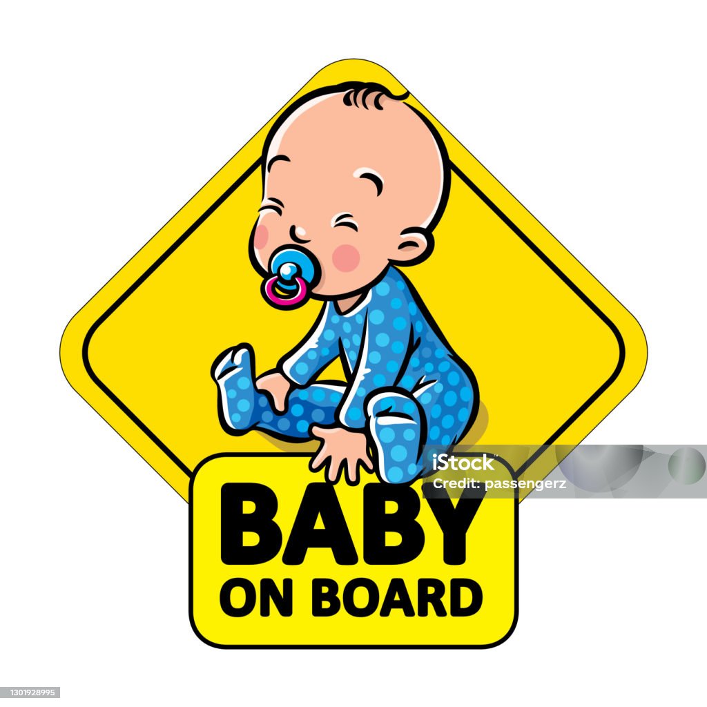 Baby Sitzen Mit Dummy Baby An Bord Autoaufkleber Stock Vektor Art