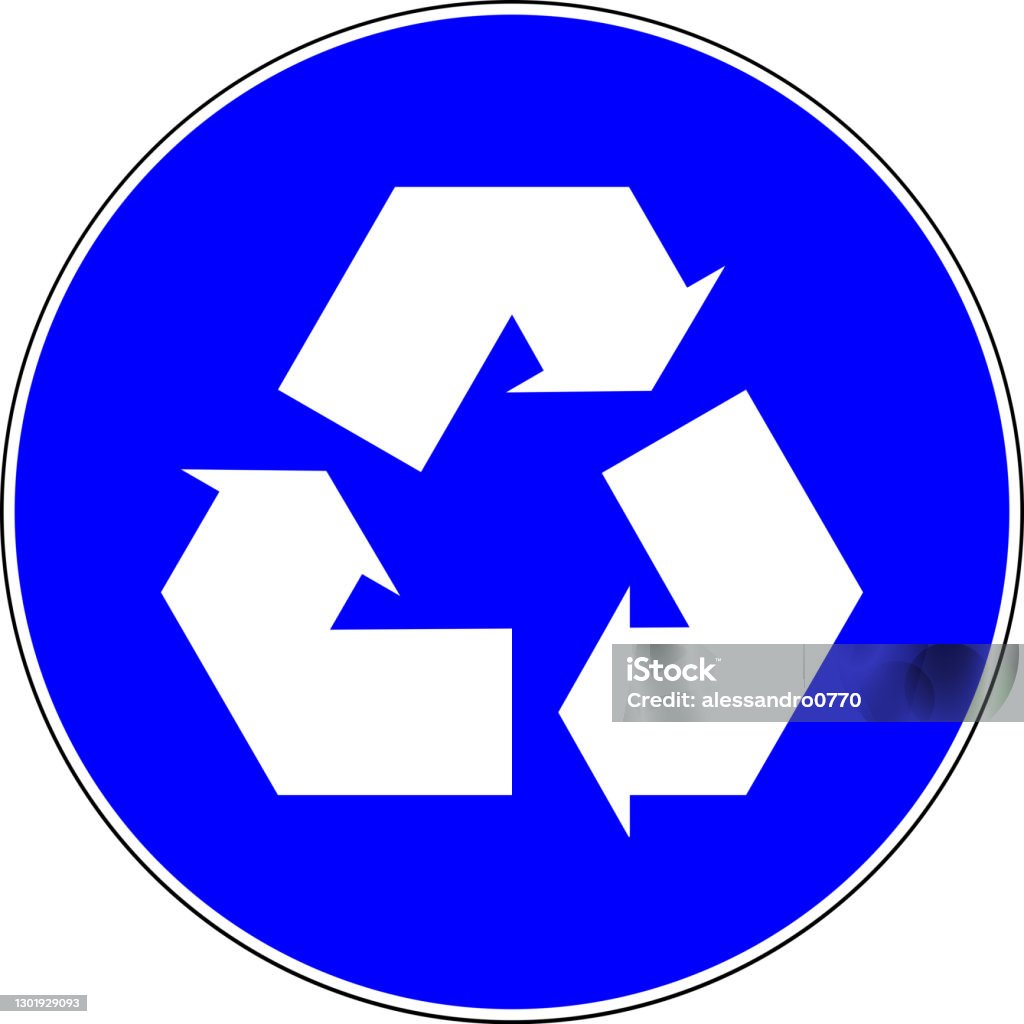 Recycle Blue Color Recycle Blue Sign On White Background Stock Illustration - Download ...
