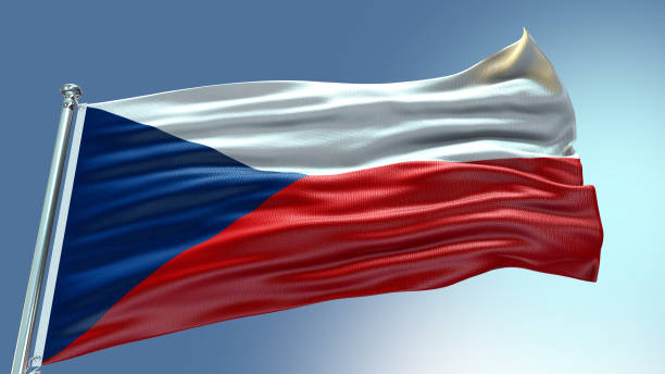 istock Czech Republic flag waving flag with texture background 1301930205