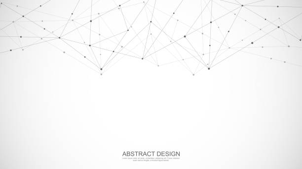 점과 선을 연결하는 추상적인 다각형 배경. 글로벌 네트워크 연결, 디지털 기술 및 통신 개념 - 한 줄로 stock illustrations
