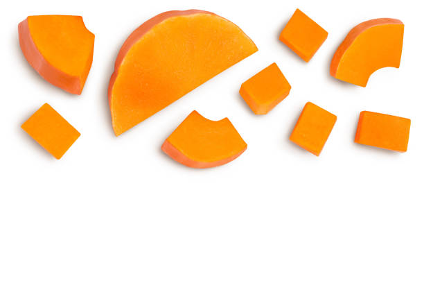 istock butternut squash slice isolated on white background with clipping path and full depth of field. Top view with copy space for your text. Flat lay 1301931193