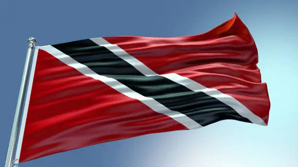 Photo of Trinidad and Tobago flag waving flag with texture background