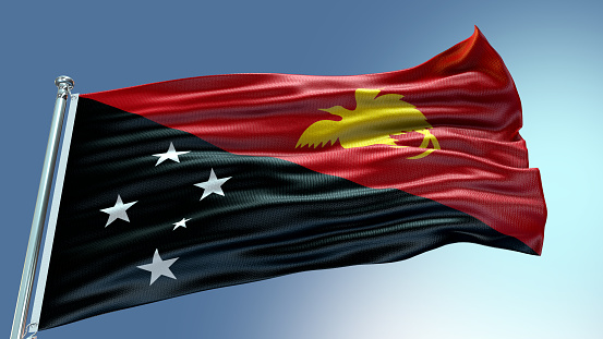 Papua New Guinea flag waving flag with texture background