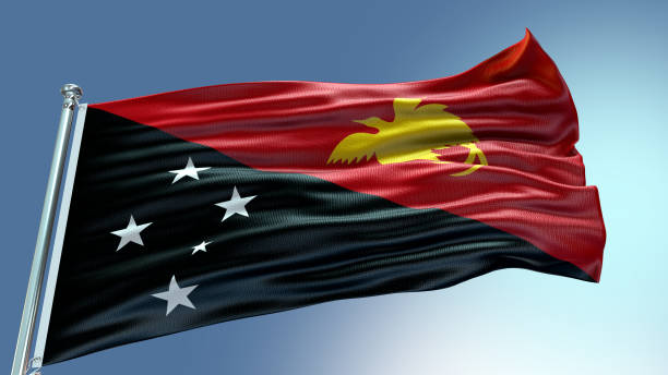 papua-nowa gwinea flaga macha flagą z teksturą tła - papua new guinea zdjęcia i obrazy z banku zdjęć