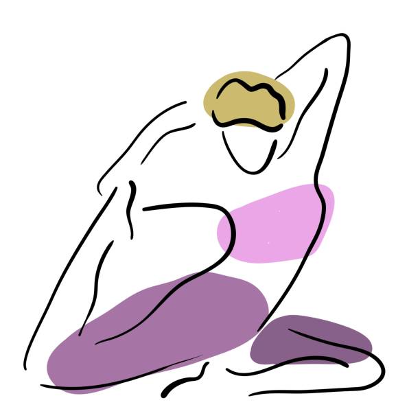 istock Young woman doing yoga one stroke drawing, asana, simple vector illustration 1301933341
