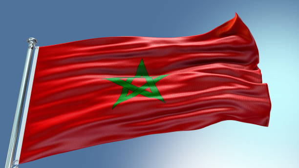 istock Morocco flag waving flag with texture background 1301936131