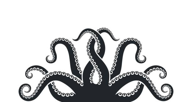 illustrations, cliparts, dessins animés et icônes de logo octopus. poulpe d’isolement sur le fond blanc - tentacule