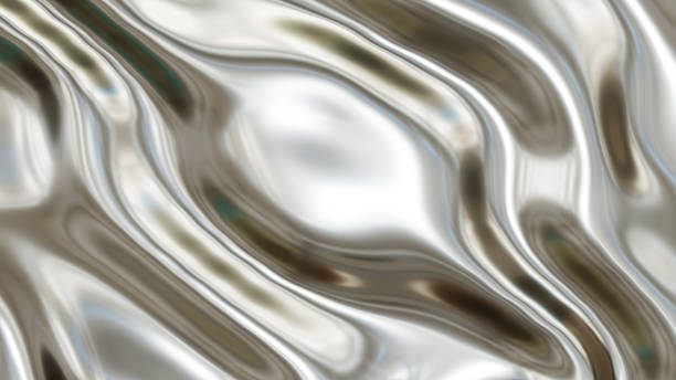 istock Silver chrome metal texture with waves, liquid metallic 1301938458