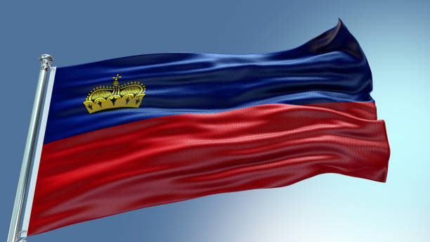 istock Liechtenstein flag waving flag with texture background 1301942559