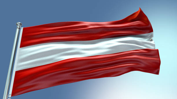istock Austria flag waving flag with texture background 1301943453
