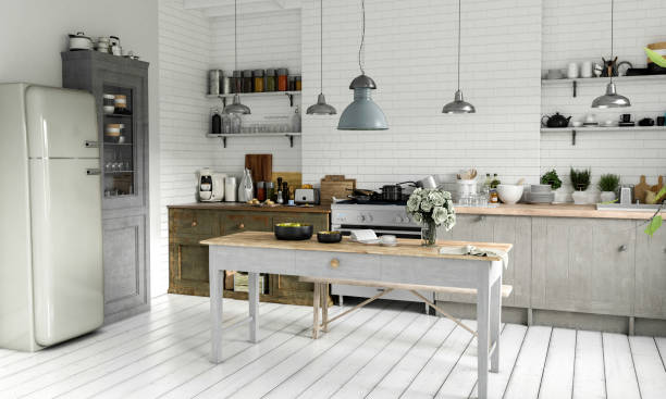 istock Country kitchen Scandinavian style 1301944944