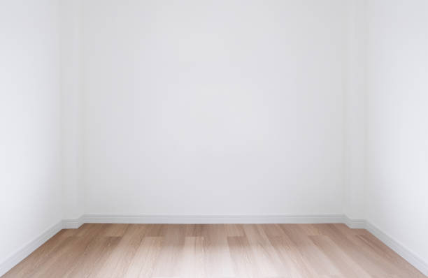 istock Home interior, empty room. White wall and ceiling with wood floor 1301945268