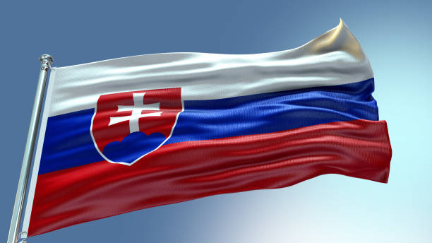 istock Slovakia flag waving flag with texture background 1301945410
