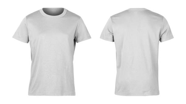 istock Realistic Grey unisex t shirt front and back mockup isolated on white background with clipping path 1301948439