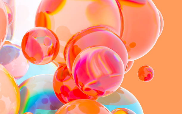 bolas de vidrio con colores vivos, renderizado 3d. - spectrum geometry refraction sphere fotografías e imágenes de stock