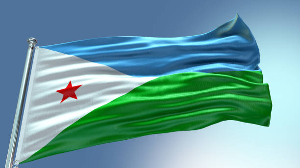 istock Djibouti flag waving flag with texture background 1301949765