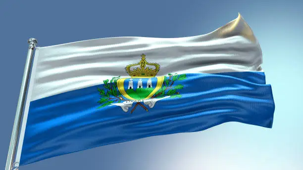 San Marino flag waving flag with texture background