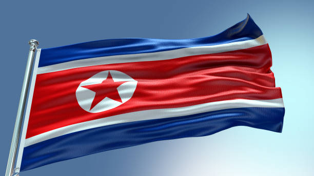 istock North Korea flag waving flag with texture background 1301953898