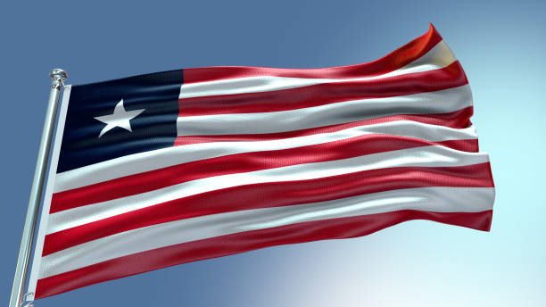 istock Liberia flag waving flag with texture background 1301955309