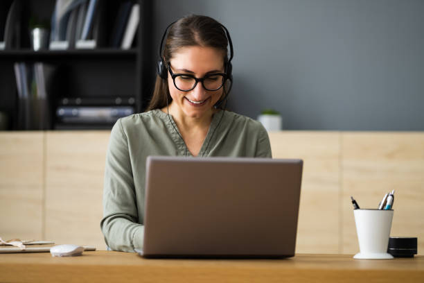 istock Virtual Personal Assistant Woman Making Video Call 1301956695